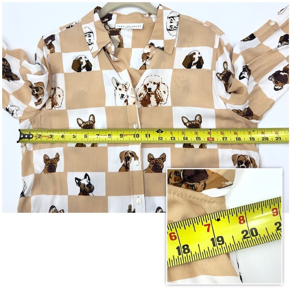 Jane & Delancey Dog Button Down Top Womens Medium Corgi Frenchie Terrier Poodle - Picture 9 of 11